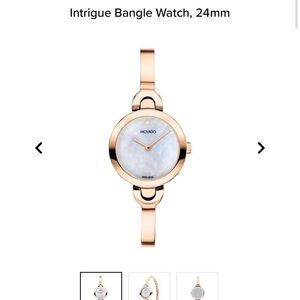 Movado Intrigue with White Dial, Rose Gold Bangle Watch